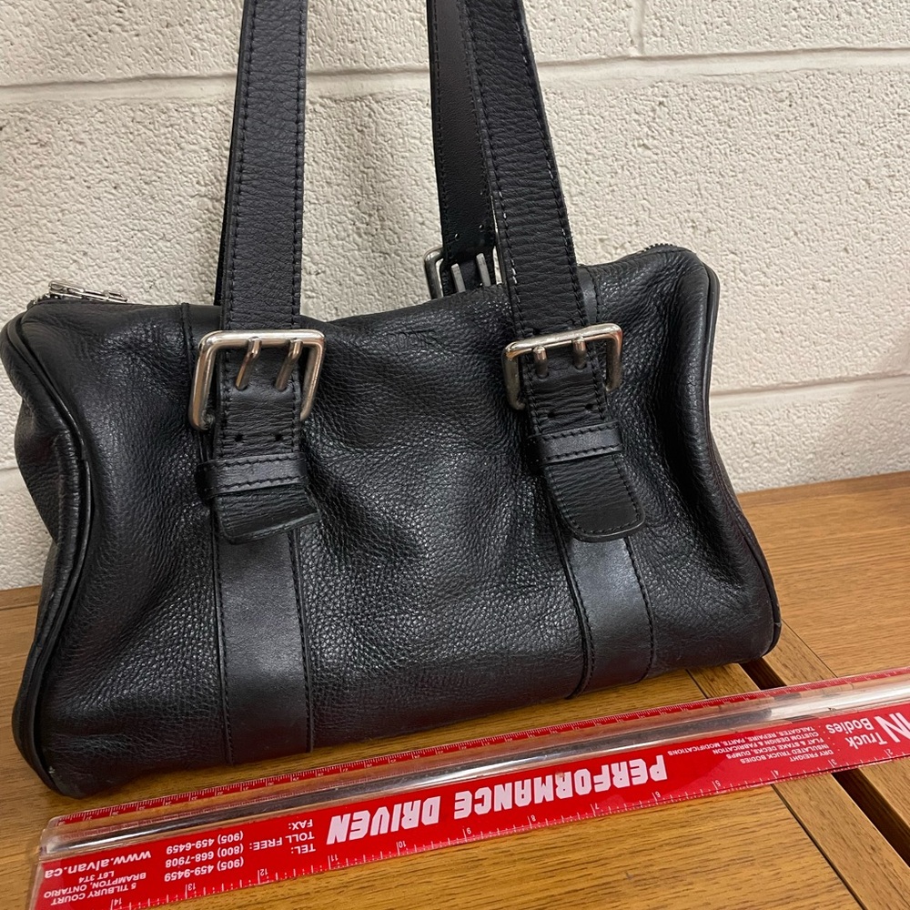 Roots Black Leather Shoulder Bag